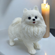 Load image into Gallery viewer, Coco Pomeranian Dog Candle white in colour looks like a Pomeranian.