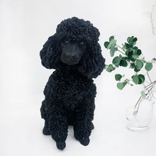 Load image into Gallery viewer, Poodle Dog candle black in colour looks like a poodle.