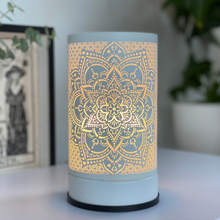 Load image into Gallery viewer, White Mandala Wax Melt Warmer Touch Lamp + 2 Sample Melt Packs
