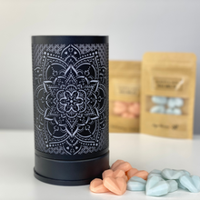 Load image into Gallery viewer, Black Mandela Touch Lamp Wax Melt Warmer + 2 Sample Melt Packs + Spare Globe