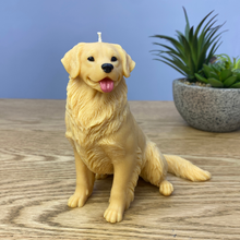 Load image into Gallery viewer, golden retiever dog candle sitting facing forward