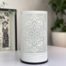 Load image into Gallery viewer, White Mandala Wax Melt Warmer Touch Lamp + 2 Sample Melt Packs
