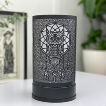 Load image into Gallery viewer, Black Owl Dream Catcher Wax Melt Warmer Touch Lamp