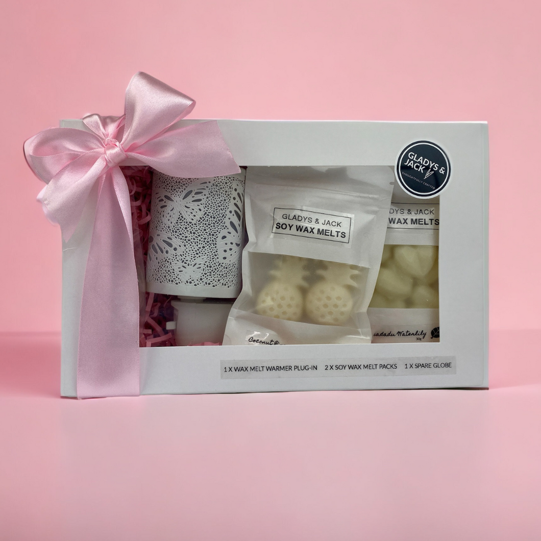 Gift Pack -  White Butterfly Plug In Wax Melt Warmer