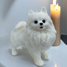 Load image into Gallery viewer, Coco Pomeranian Dog Candle white in colour looks like a Pomeranian.
