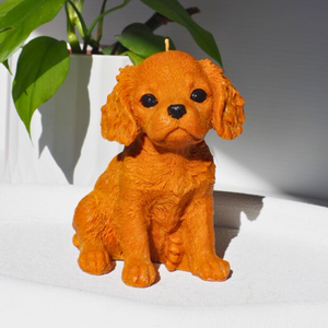 Cavalier King Charles Spaniel Dog Candle Ruby Colour Sitting