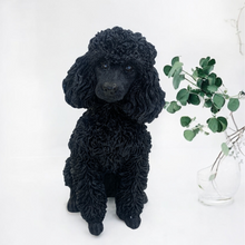 Load image into Gallery viewer, Poodle Dog candle black in colour looks like a poodle.
