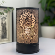Load image into Gallery viewer, Black Owl Dream Catcher Wax Melt Warmer Touch Lamp
