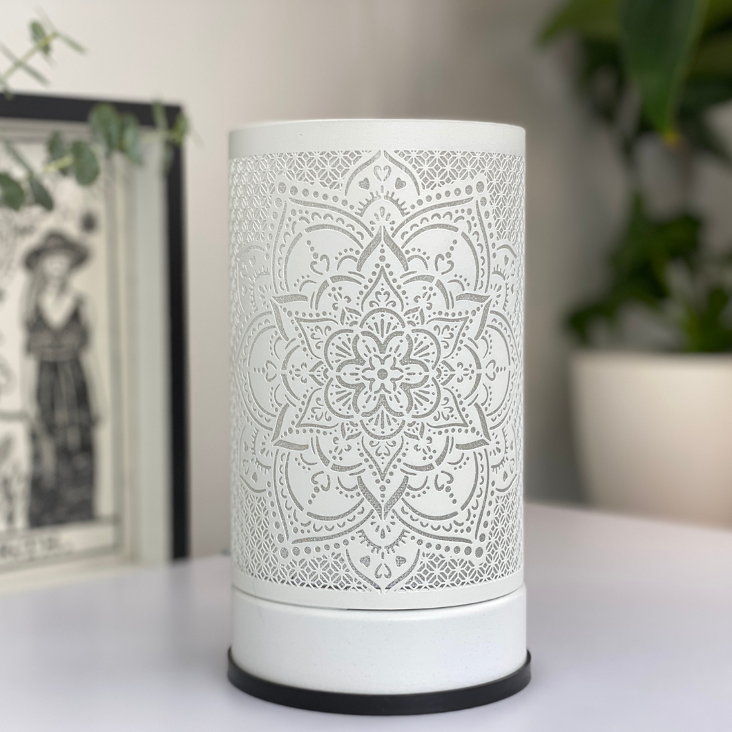 White Mandala Wax Melt Warmer Touch Lamp