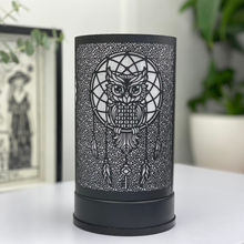 Load image into Gallery viewer, Black Owl Dream Catcher Wax Melt Warmer Touch Lamp
