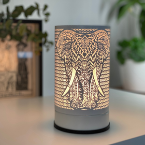 White Elephant Touch Lamp Wax Melt Warmer + 2 Sample Melt Packs + Spare Globe